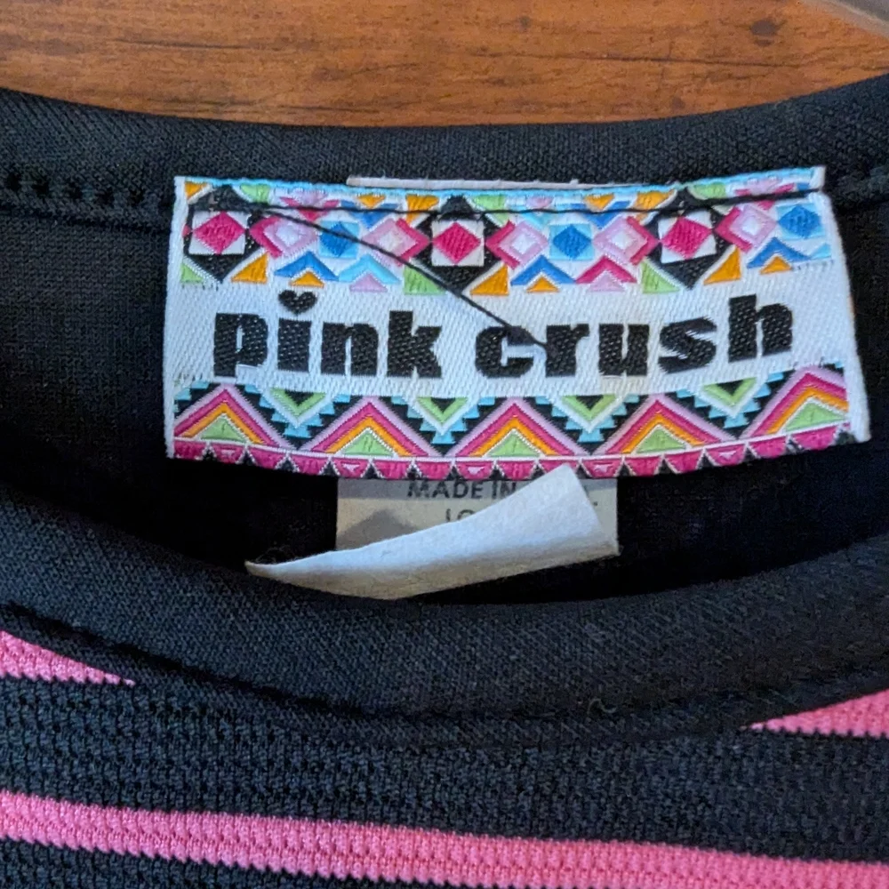 Pink Crush Girls Black Pink Striped Bow Accent Fit & Flare Skater Dress Size 6‎